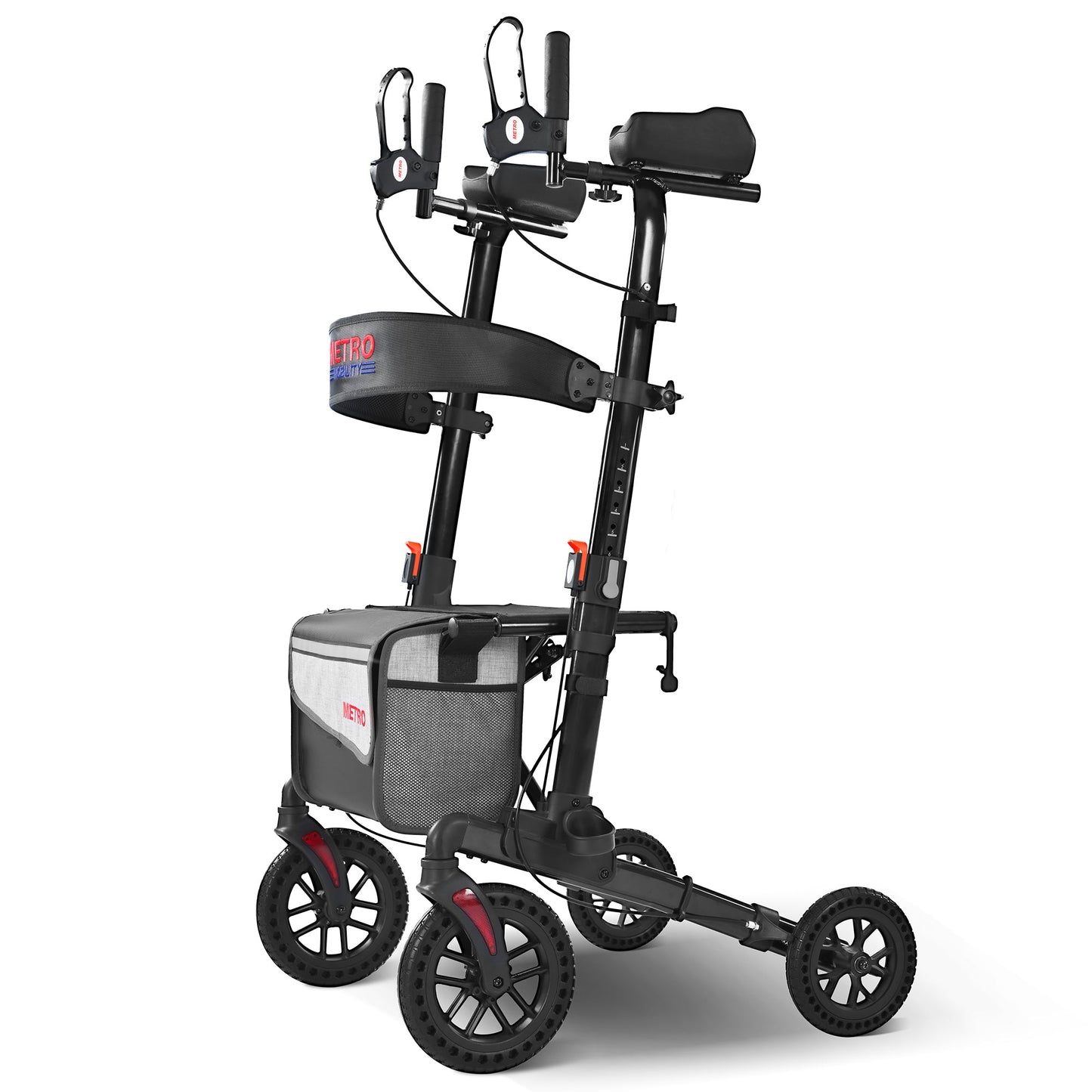 Metro Mobility M905BU Folding Rollator Walker with Seat – All-Terrain Wheels, 300 lb Capacity