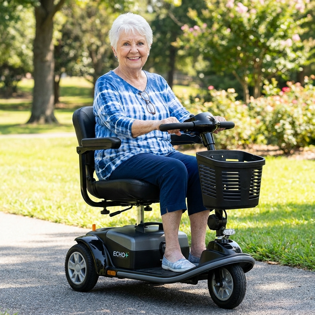 Shoprider Echo+ 3-Wheel Lightweight Mobility Scooter, Precise Turning - Portable For Errands and Airline Travel, Anti-Flat Tires For Seniors