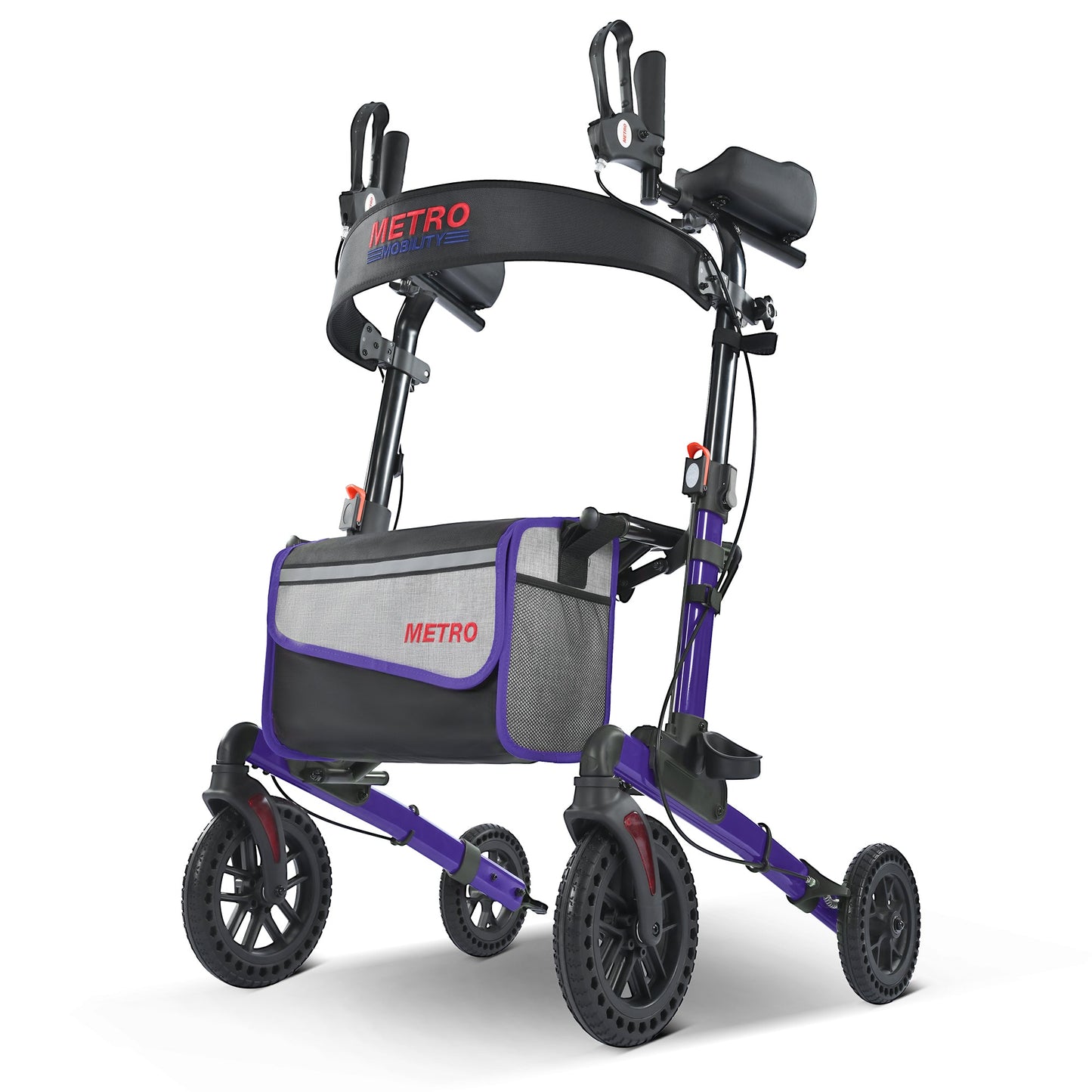 Metro Mobility M905BU Folding Rollator Walker with Seat – All-Terrain Wheels, 300 lb Capacity