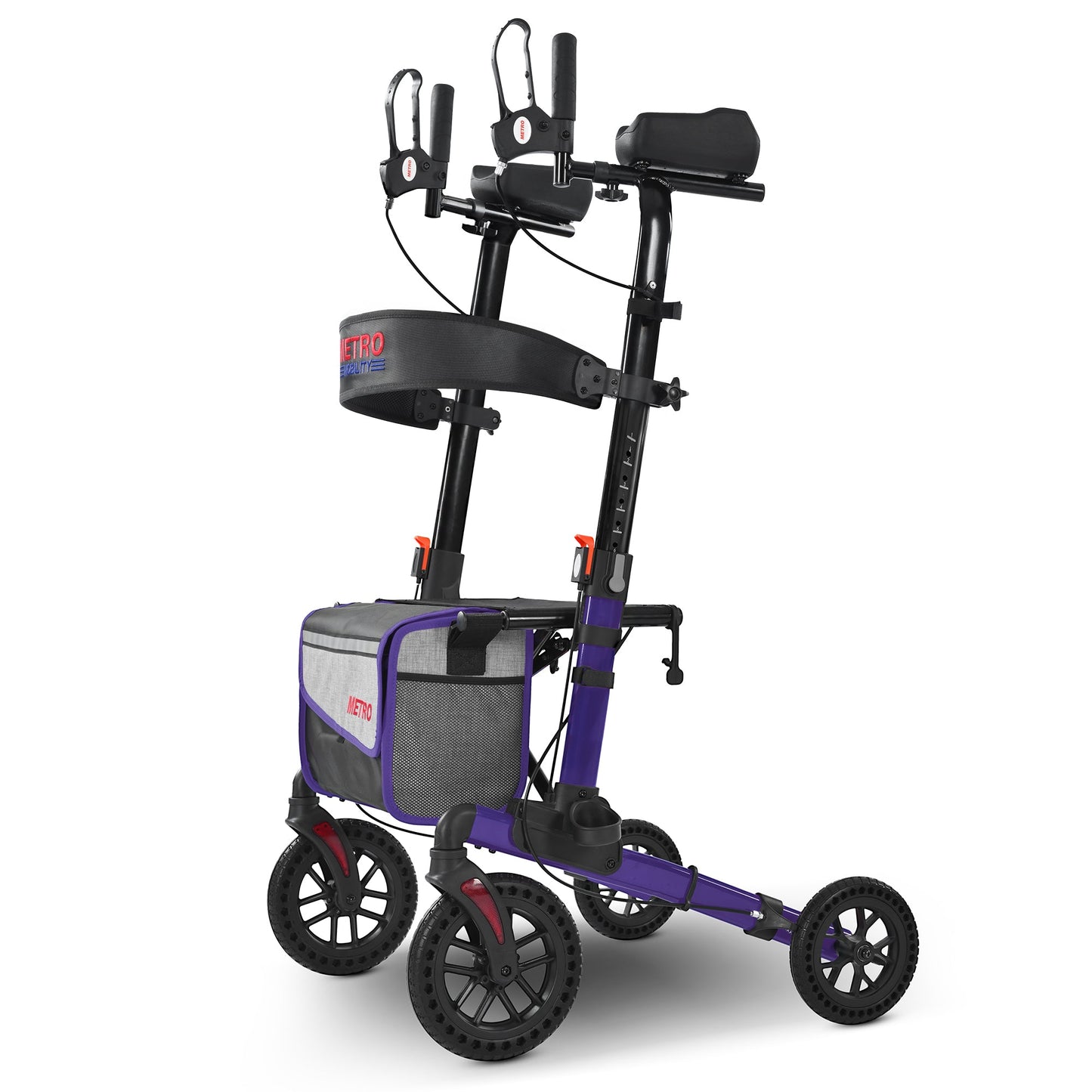 Metro Mobility M905BU Folding Rollator Walker with Seat – All-Terrain Wheels, 300 lb Capacity