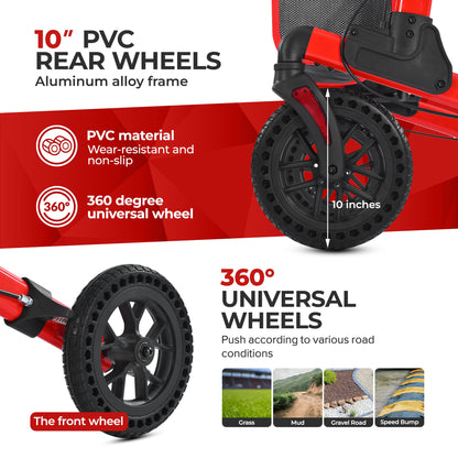 Metro Mobility M905BU Folding Rollator Walker with Seat – All-Terrain Wheels, 300 lb Capacity