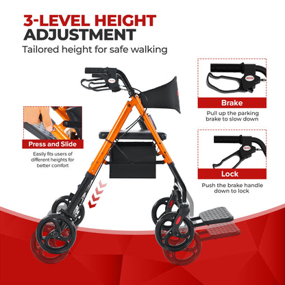 Metro Mobility M913P 2-in-1 Rollator and Transport Wheelchair