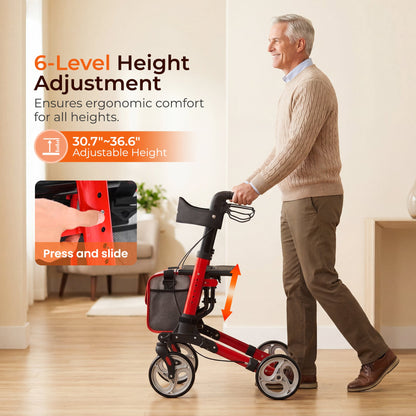 Metro Mobility – Foldable with Seat, 8" All-Terrain Wheels, Stable & Durable, 300 lb Capacity