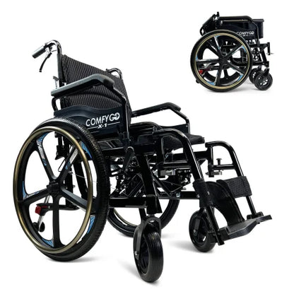 ComfyGo X-1 Manual Wheelchair Lightweight Folding with Quick-Detach Wheels For Easy Car Transport
