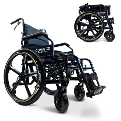 ComfyGo X-1 Manual Wheelchair Lightweight Folding with Quick-Detach Wheels For Easy Car Transport